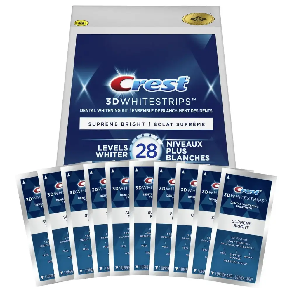 Bělicí Pásky Crest Supreme Bright 28 Levels Whiter Whitestrips Polovina Ošetření (10 sáčků)