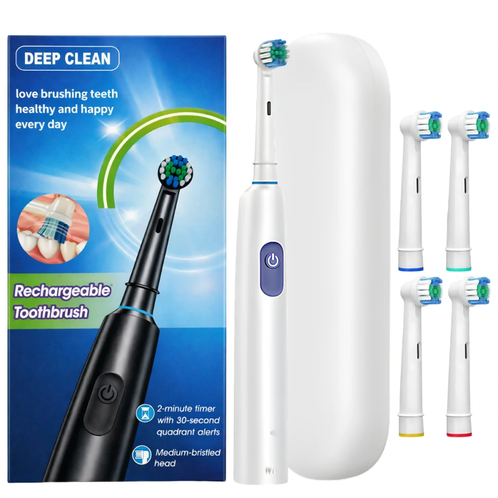 Elektrický zubní kartáček Deep Clean bílý + 4 hlavice