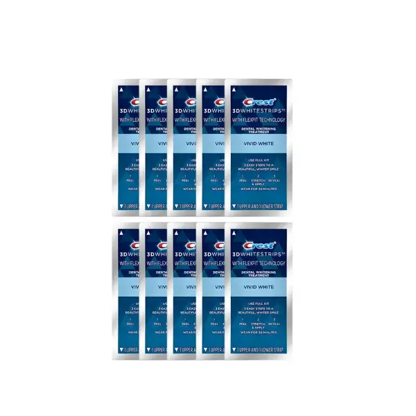 Bělicí Pásky Crest Vivid 3D White 20ks 10 sáčků