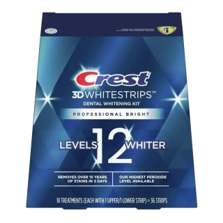 Bělicí Pásky Crest 3D Whitestrips Professional Bright 12 Levels Whiter Kompletní Ošetření (18 sáčků)