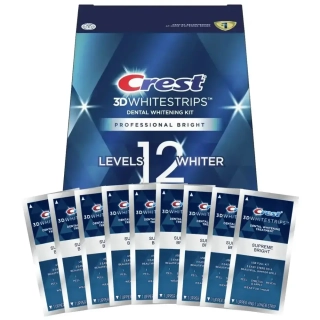Bělicí Pásky Crest 3D Whitestrips Professional Bright 12 Levels Whiter Polovina Ošetření (9 sáčků)