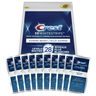 Bělicí Pásky Crest Supreme Bright 28 Levels Whiter Whitestrips Polovina Ošetření (10 sáčků)