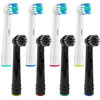 Sada 8 Náhradních Hlavic Pro Kartáčky Braun Oral-B – EB17-P Bílé & Černé