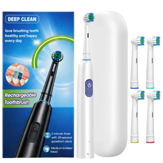 Elektrický zubní kartáček Deep Clean bílý + 4 hlavice