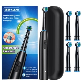 Elektrický zubní kartáček Deep Clean černý + 4 hlavice