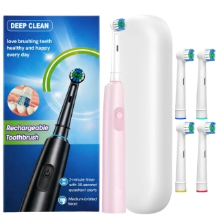 Elektrický zubní kartáček Deep Clean růžový + 4 hlavice
