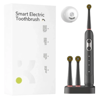 Elektrický zubní kartáček černý + 2 hlavice + UV sterilizátor